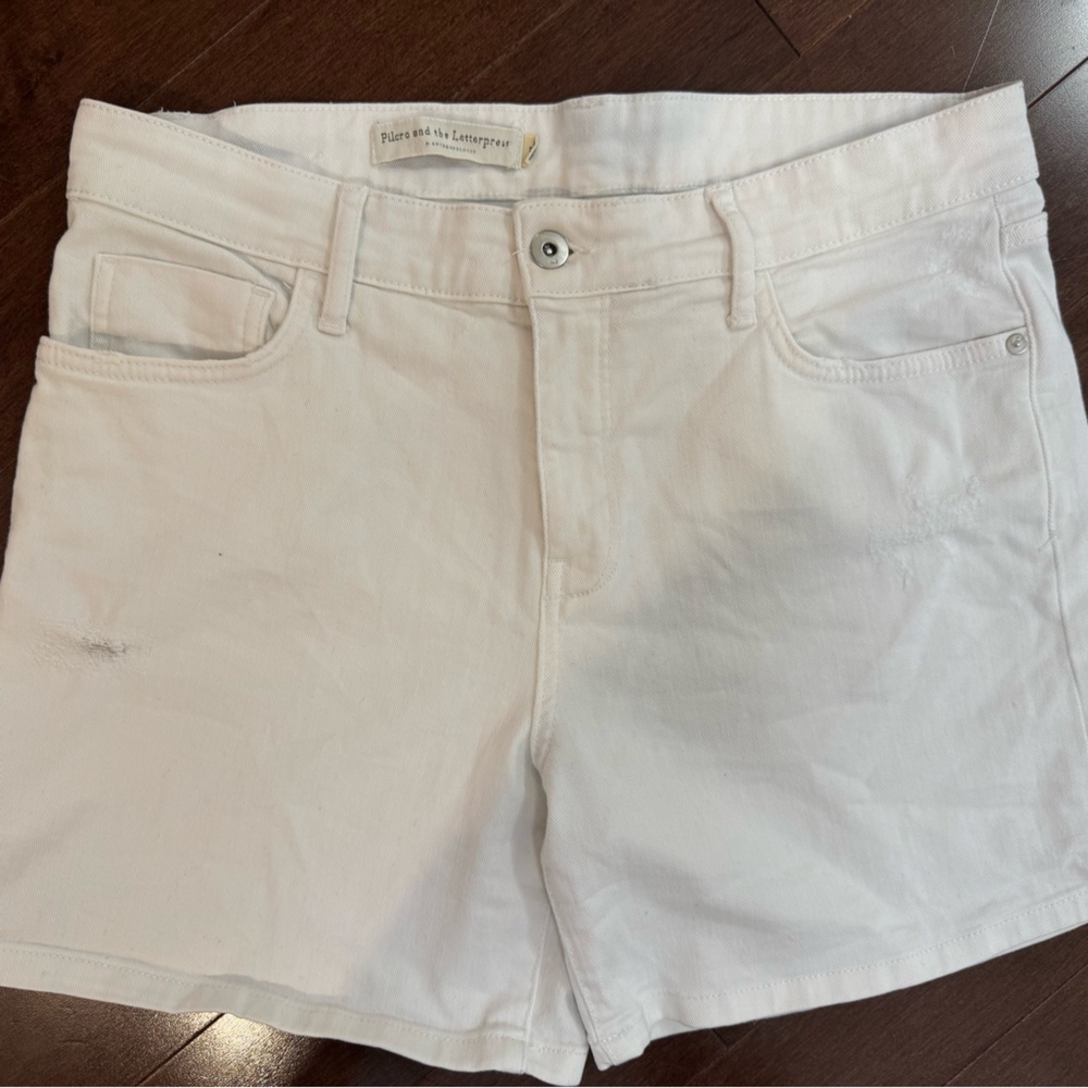 Pilcro and the Letterpress White Jean Shorts Classic Style